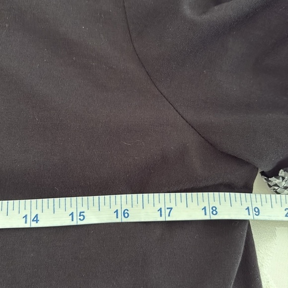 Talbots Black Ruffled Gingham Short Sleeve T-Shirt Plaid Tie in Back. Size XL - Picture 9 of 10